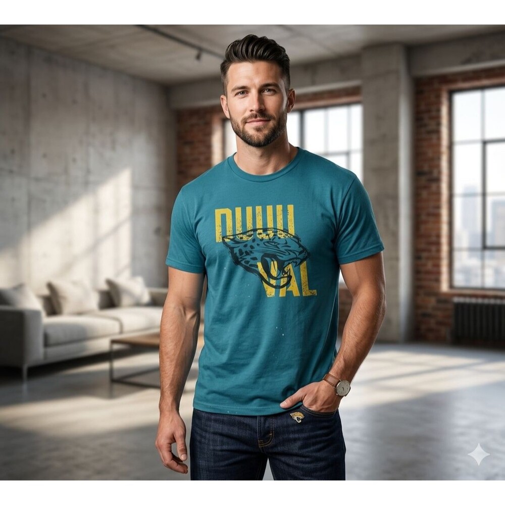 Mens XXL Blue DUUUVAL Jacksonville Jaguars T‑Shirt Front Graphic Football Sports